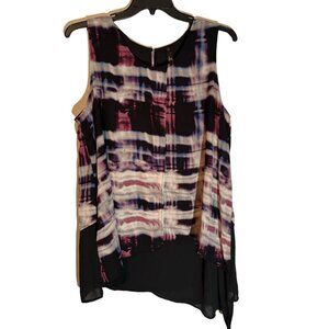 Melissa McCarthy Seven7 Women's Sleeveless Asymmetrical Hem Top Size 1X Multicol